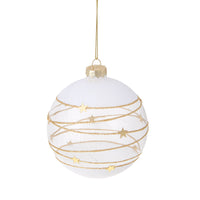 Set 8 Palline Decorative per Albero di Natale con Stelline Ø10 cm Clear/Oro