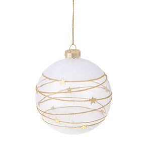 Set 8 Palline Decorative per Albero di Natale con Stelline Ø10 cm Clear/Oro