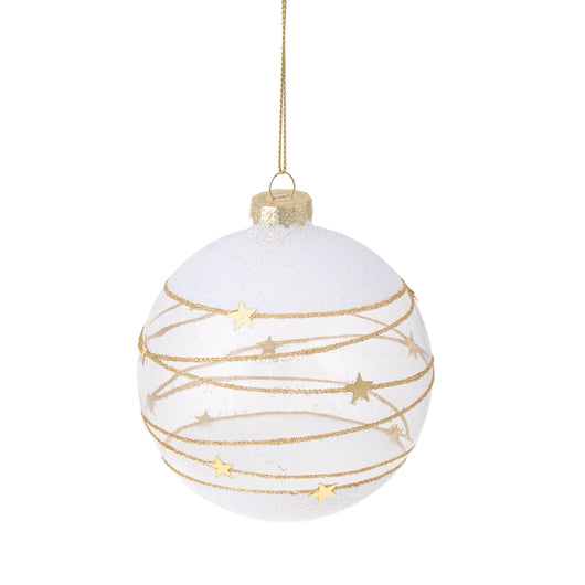Set 8 Palline Decorative per Albero di Natale con Stelline Ø10 cm Clear/Oro