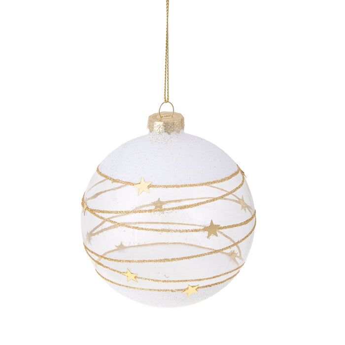 Set 8 Palline Decorative per Albero di Natale con Stelline Ø10 cm Clear/Oro