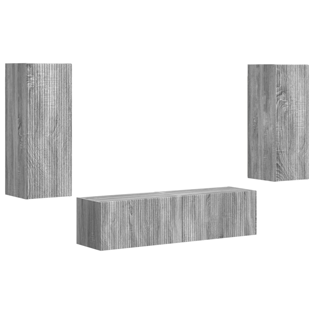 Set mobile TV 2 pz-Credenza per TV Grigio Sonoma Legno multistrato 437593