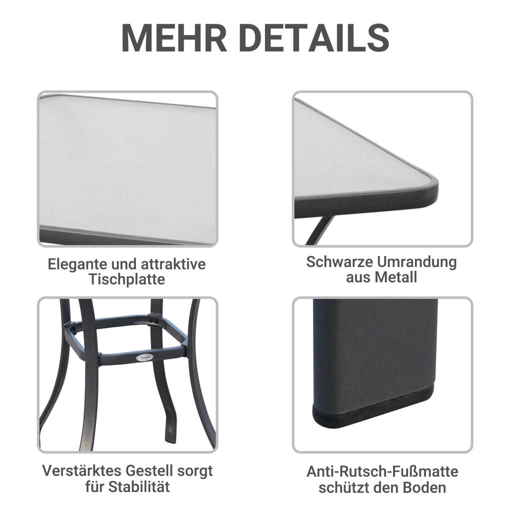 TAVOLO Bistrot quadrato 68,5x68,5x84 cm Nero in metallo e vetro