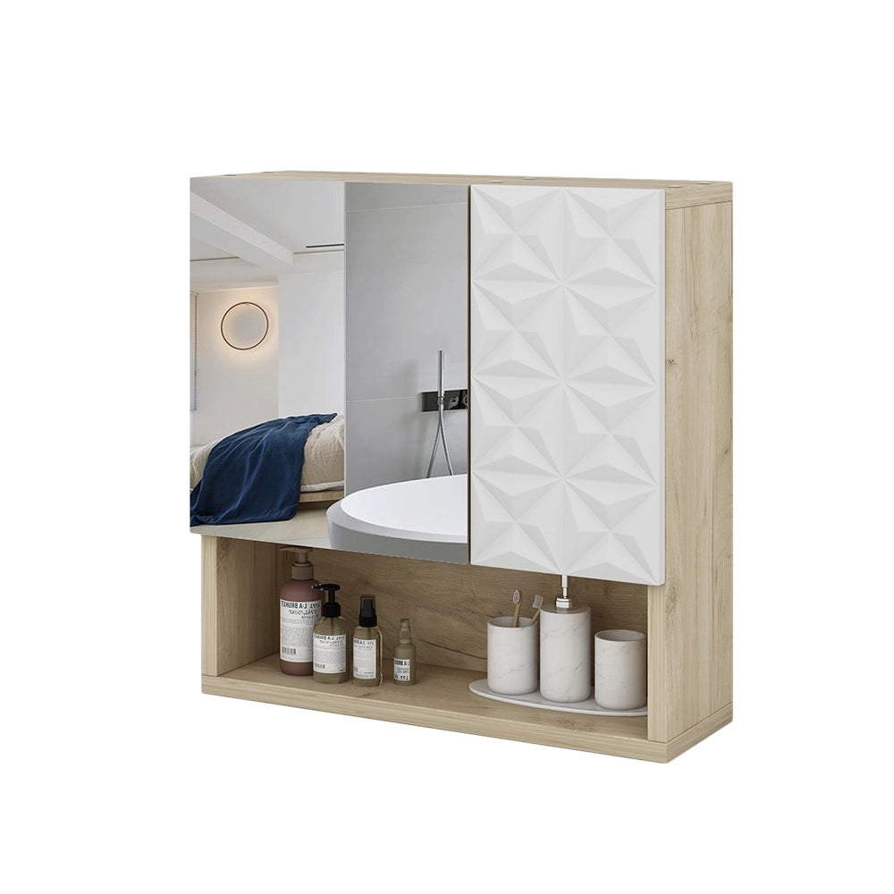 Vicco Specchio contenitore bagno Bianco 54 x 55 cm con anta e vani a giorno