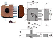 SERRATURA TRIPLICE DA APPLICARE SENZA SCROCCO A POMPA 30620  mm.60 SX cilindro ø mm.30 (30620VS60XE)    MOTTURA