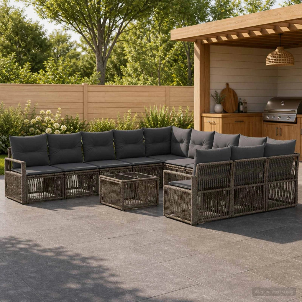 Set Divano da Giardino 12 pz Grigio polyrattan 3435854