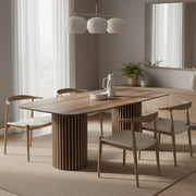 Tavolo fisso Oslo con piano noce e struttura in legno e nero