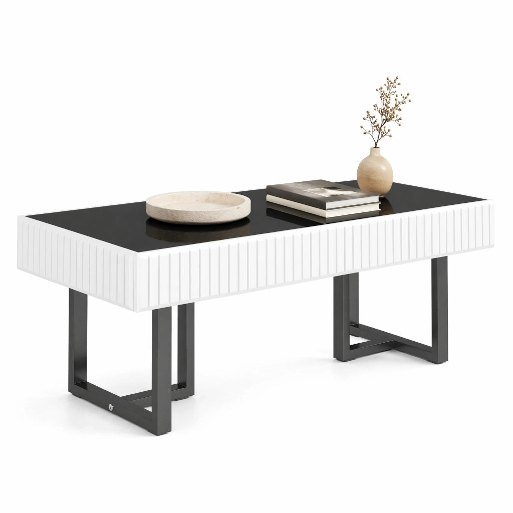 TAVOLINO DA SALOTTO moderno 110 x 50,5 x 41 cm bianco e nero