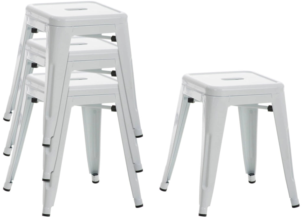 Set 4 Panchetti Impilabili Armin In Metallo bianco