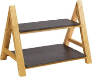 Due-trappole etagère/serve-rete in pietra naturale, dimensioni: 35,5 x 22 x 27 cm, pietra/gretole, tapas + amici, antracite/cenere chiaro