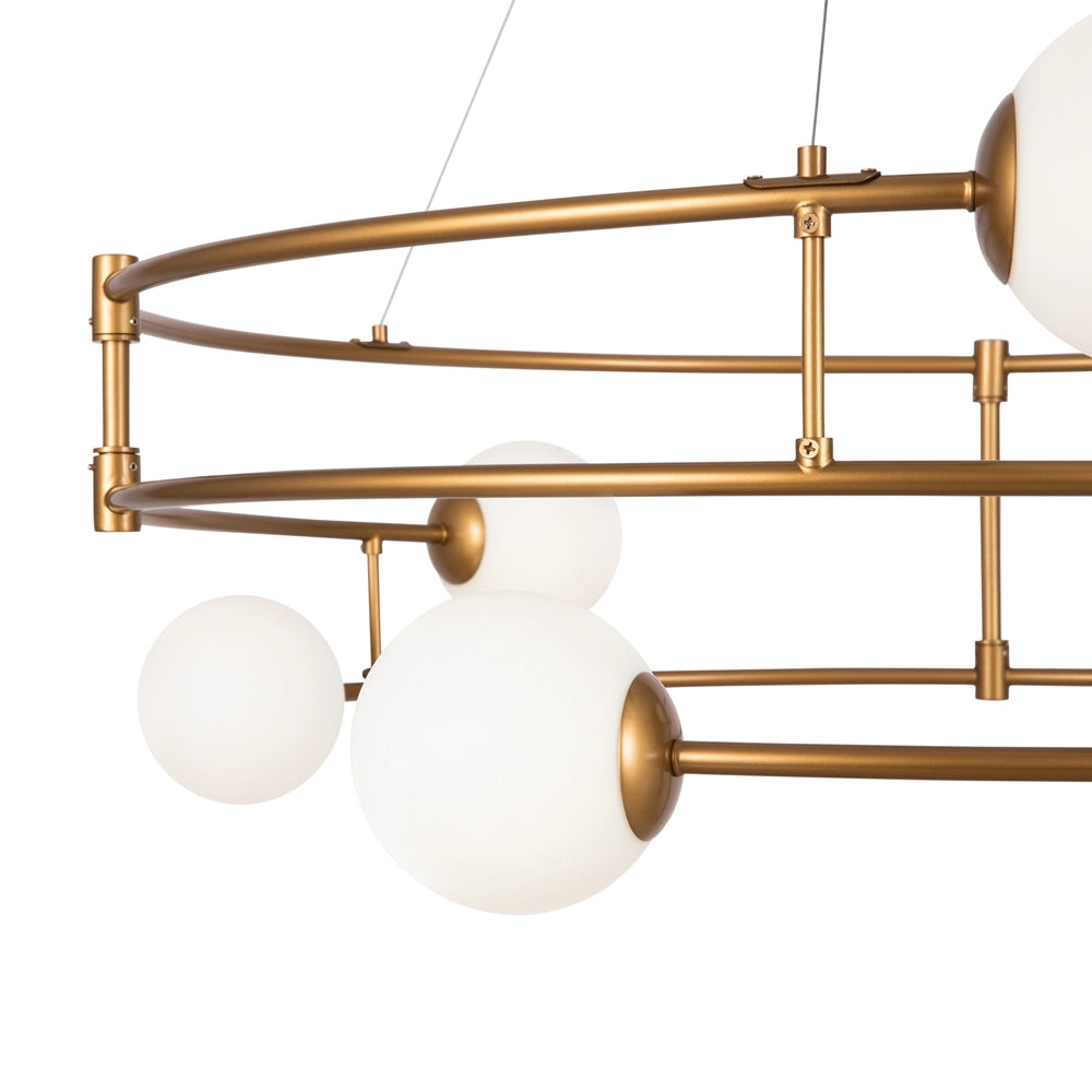 Lampadario Maytoni Balance 6 luci ottone sfere bianche