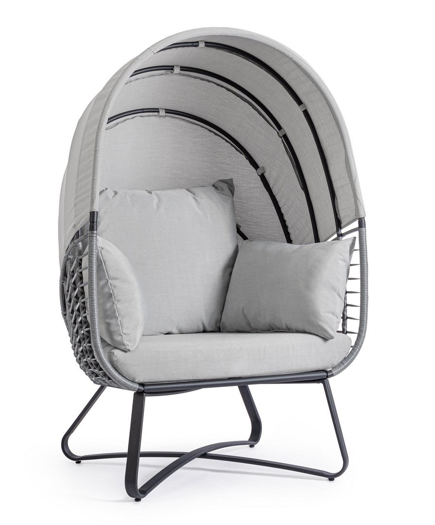 Poltrona con Cuscini da Giardino 100x90x152 cm in Acciaio Eldon Grigio Chiaro