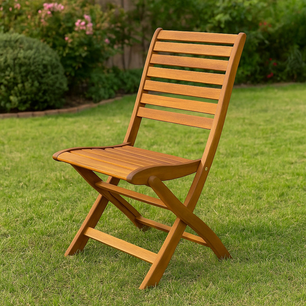 Set 2 Sedie Pieghevoli in Legno di Acacia 56 x 60 x H 90 cm