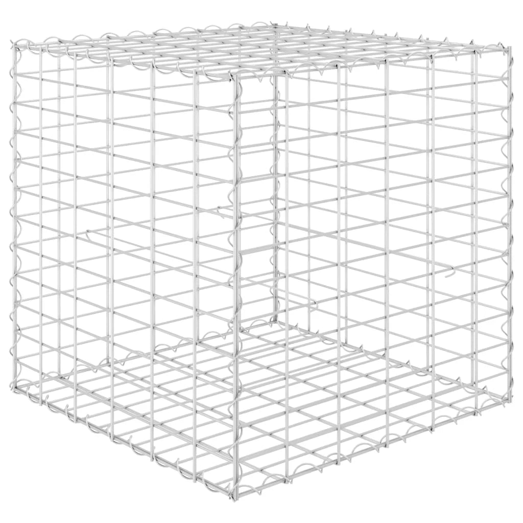 Fioriera rialzata per piante e fiori cubo da giardino in gabbione di filo d'acciaio 60 x 60 x 60 cm 02_0000967