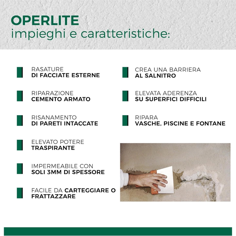 Aguaplast operlite stucco impermeabile risanante in polvere *** formato 1 kg, confezione 1