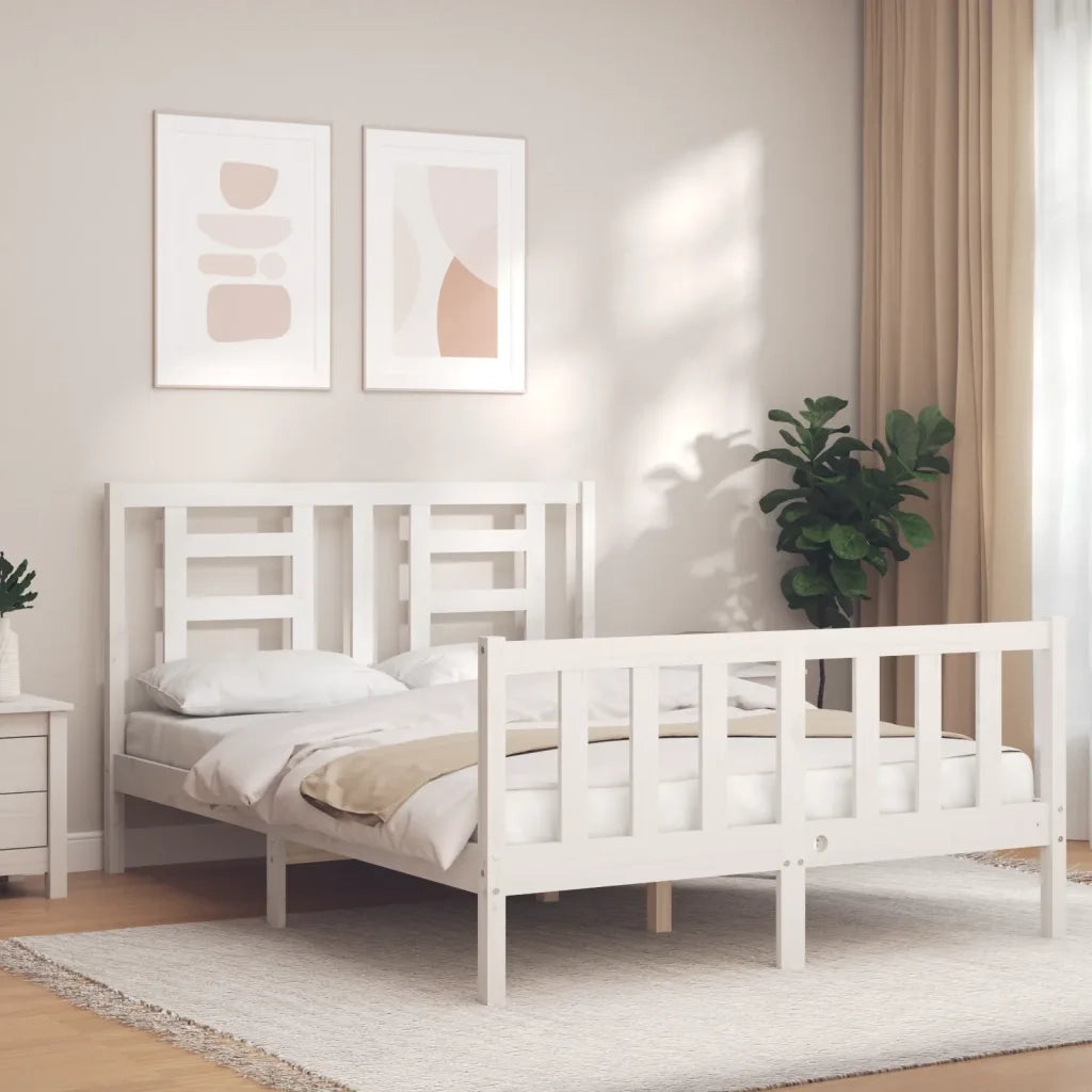 Letto senza Materasso-Struttura Letto Bianco 140x190 cm Legno Massello di Pino 581936