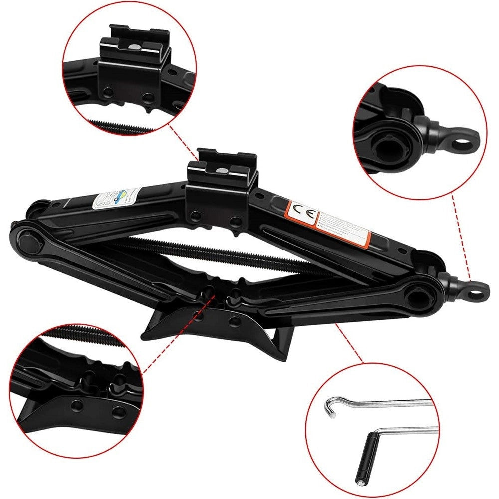 Trade Shop - Cric A Pantografo Forbice Idraulico Sollevatore Auto Familiare Pickup 2000kg Nero -
