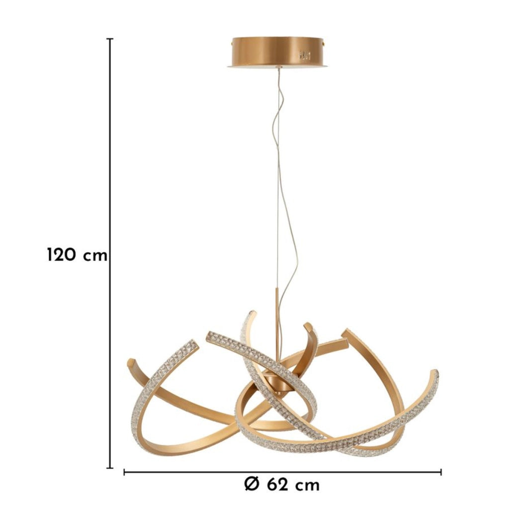 Lampadario Celtic con cerchi intrecciati in oro spazzolato