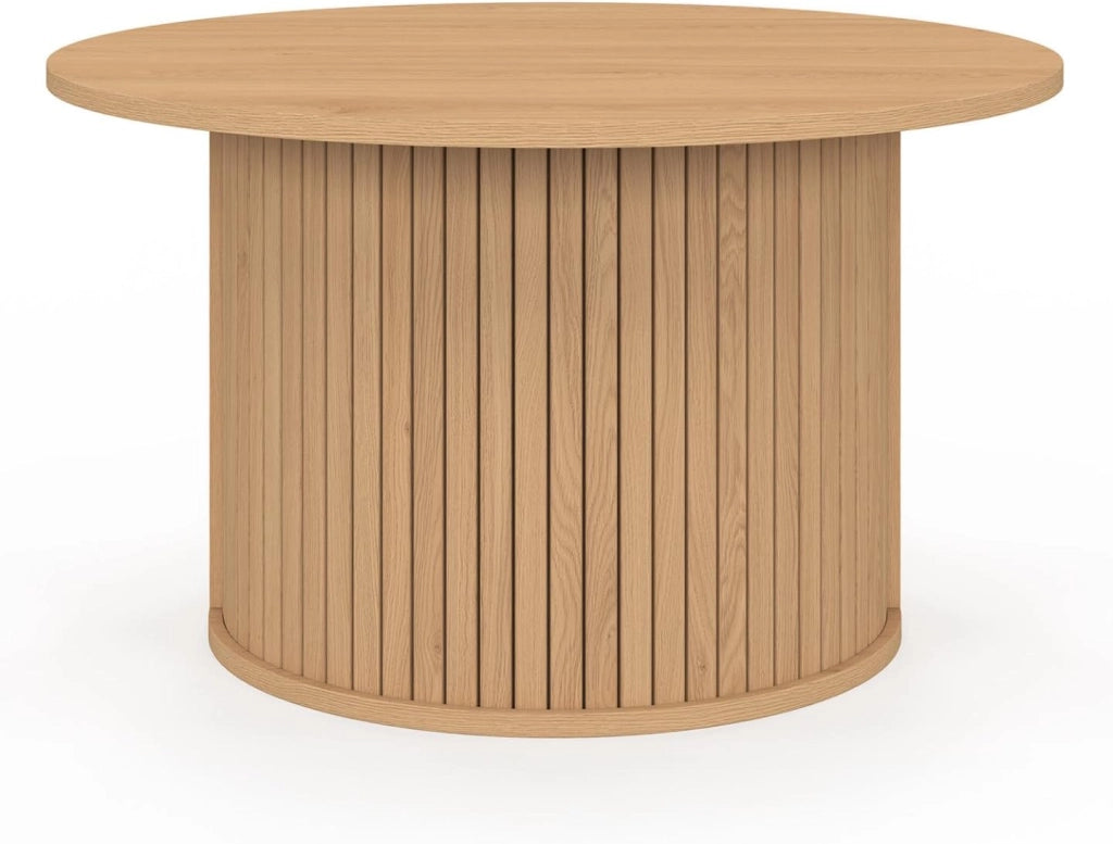 Tavolino rotondo JULIETTE 70 cm con doghe in legno color rovere