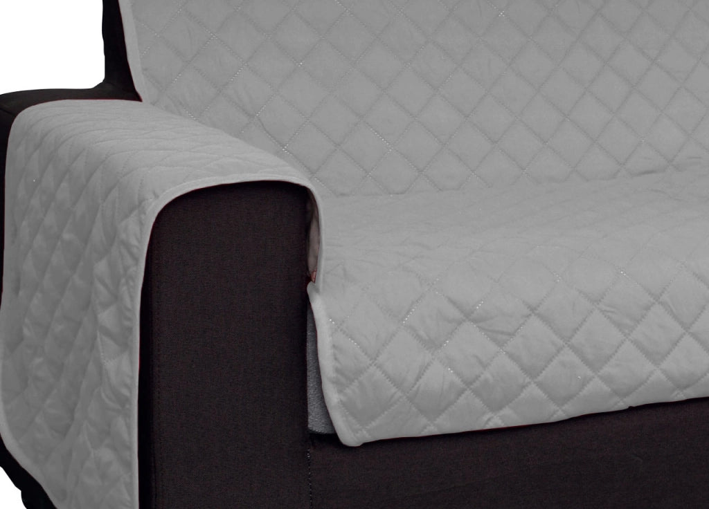 Copridivano Con Penisola Antimacchia Trapuntato Modello Star Colore Grigio Chiaro - 240cm - Grigio Chiaro