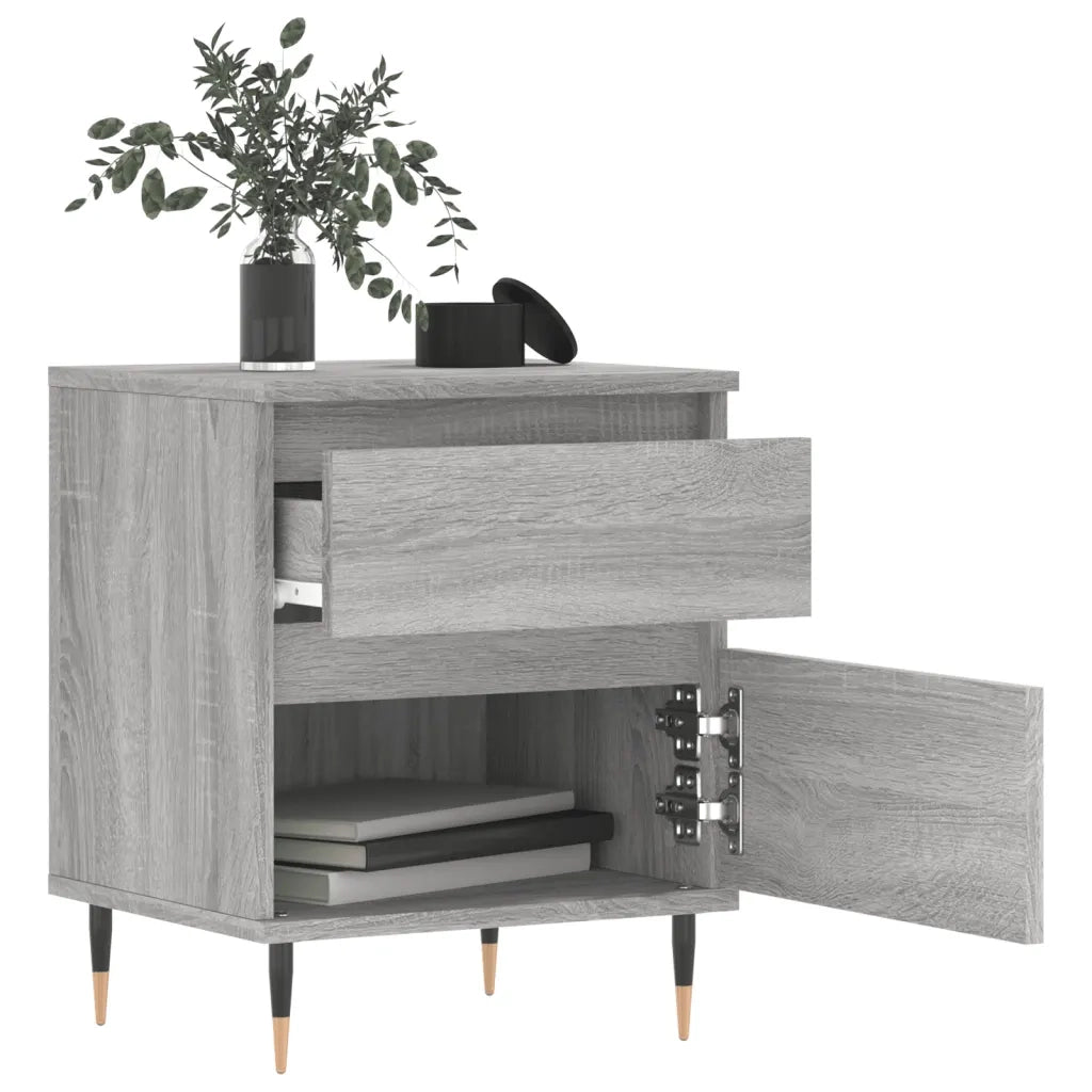 Comodini 2pz Grigio Sonoma 40x35x50 cm in Legno Multistrato 830665
