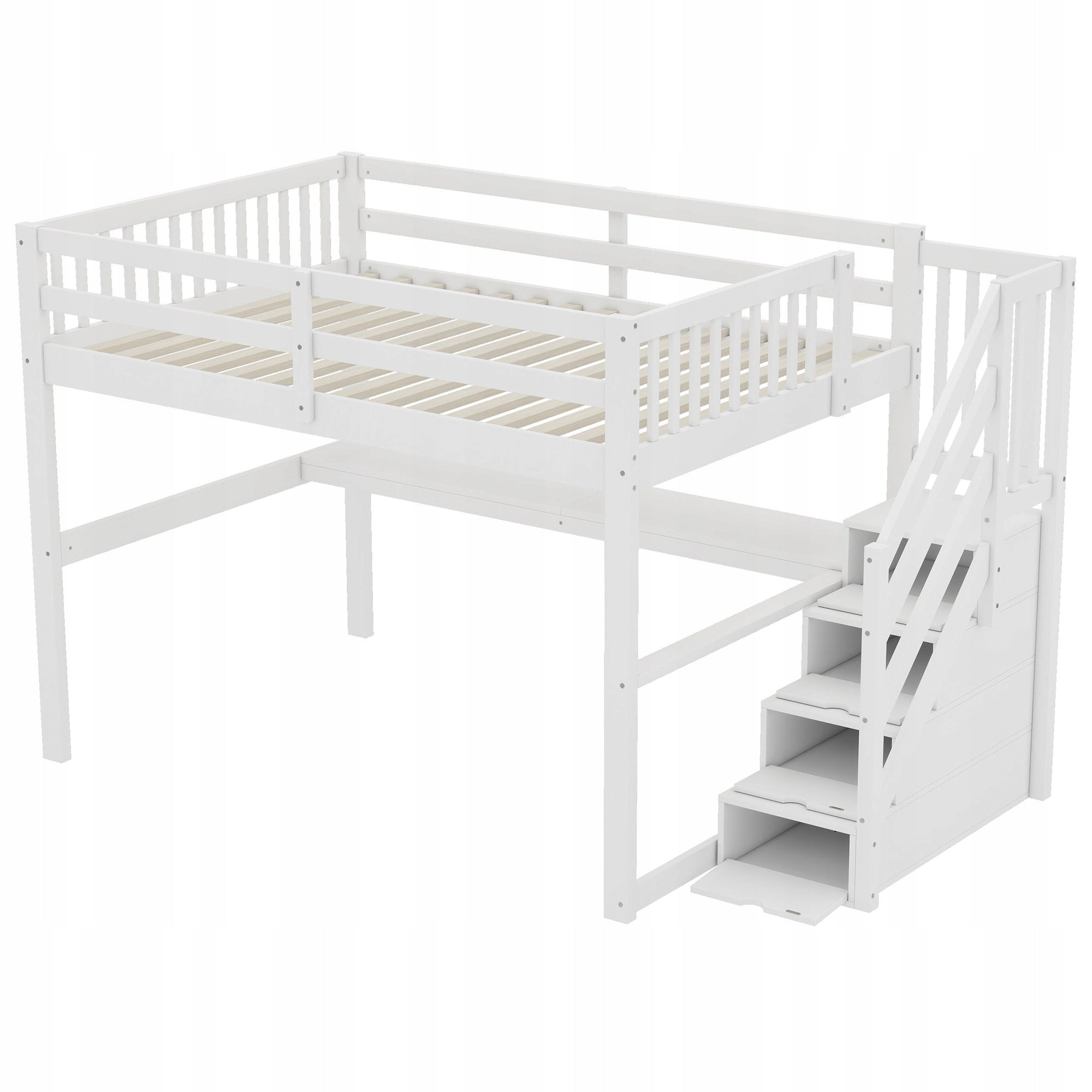 Letto a castello con scrivania e cassetti - Xylo - 140x200 - Bianco - Senza materasso