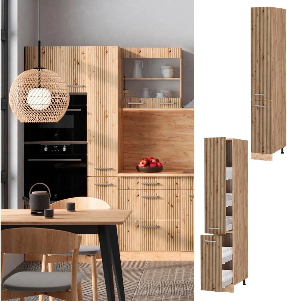 Armadio da farmacia R-Line, Rovere artigianale, 30 cm, per la libera combinazione all'interno di sistemi cucina modulari
