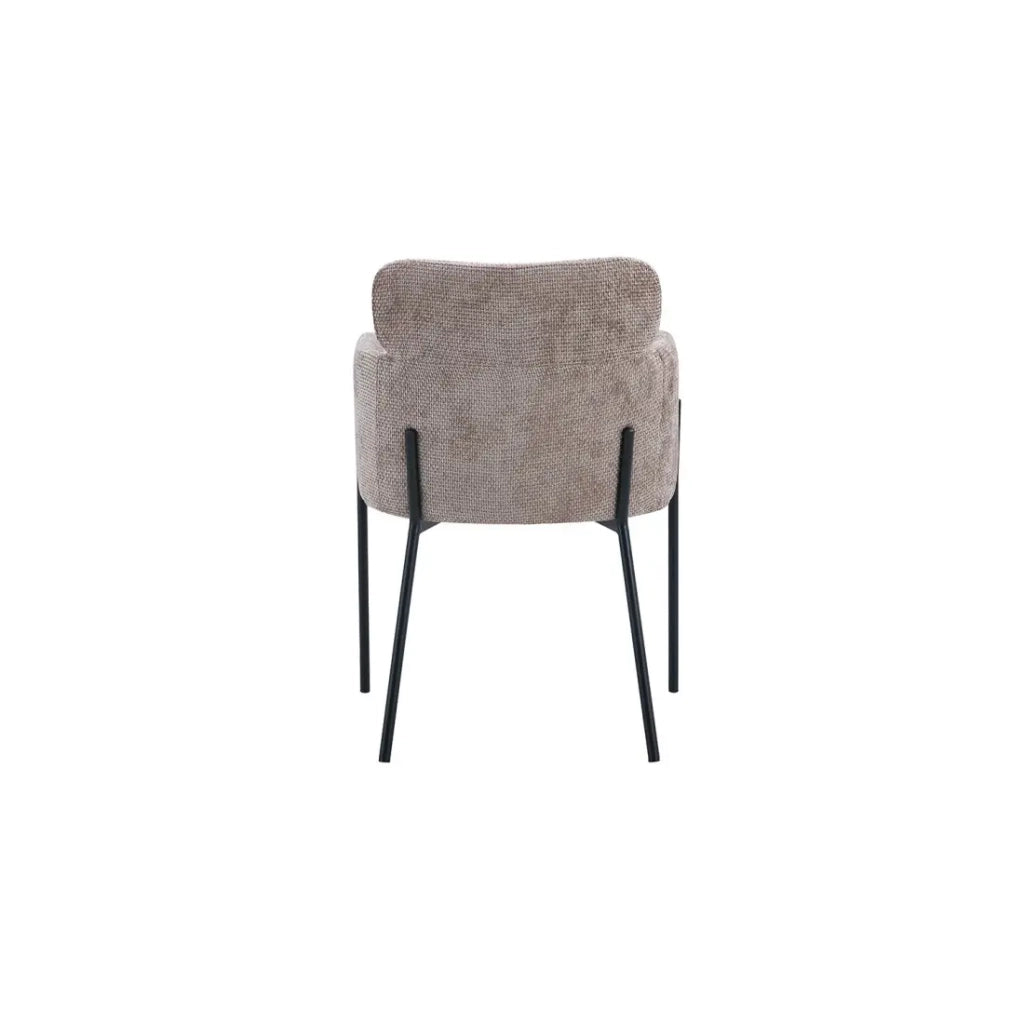 Sedia da pranzo CAMPBELL - Tessuto sabbia - Braccioli - Piedi in metallo nero - Stile design / industriale