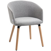 Sedia da Pranzo Imbottita in Tessuto Grigio con Gambe in Legno ¨C Minimal ¨C 57x56x72
