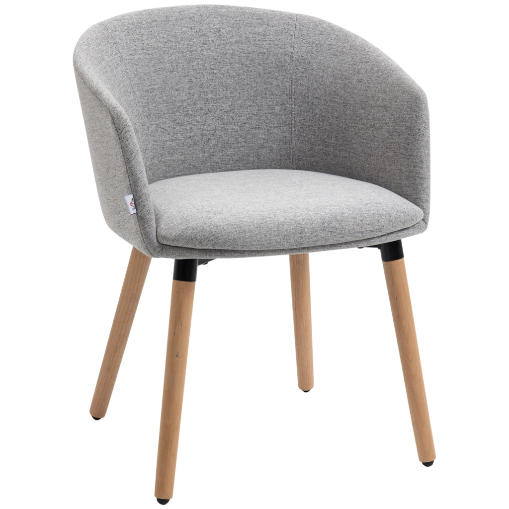 Sedia da Pranzo Imbottita in Tessuto Grigio con Gambe in Legno ¨C Minimal ¨C 57x56x72