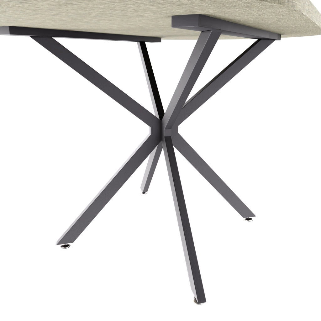 Marui Small - Tavolo da pranzo ovale 150x90 cm in Legno Testurizzato con Piede Centrale in metallo Kiso