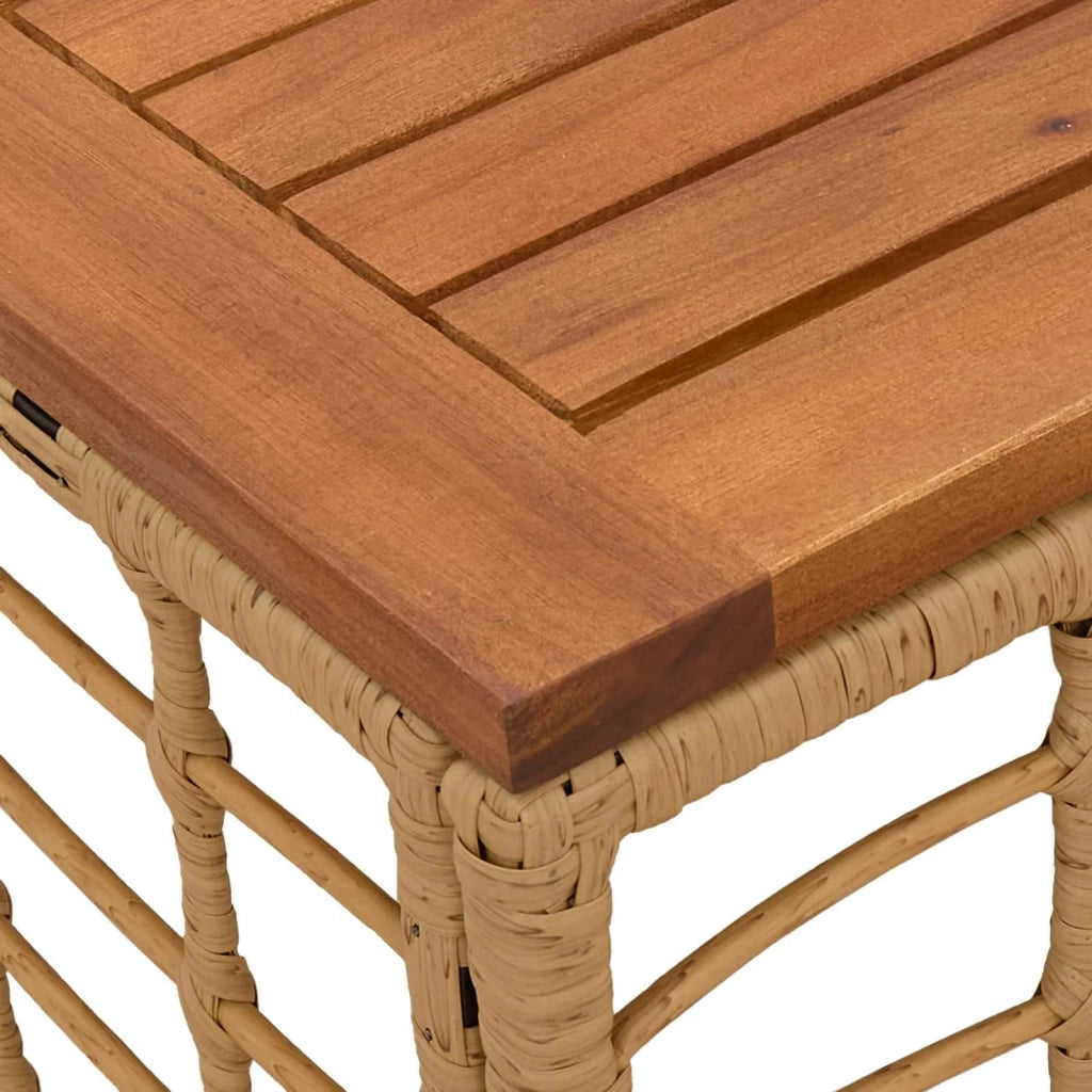 Tavolo da Giardino Naturale 55 x 55 x 37 cm Rattan PE e Vetro