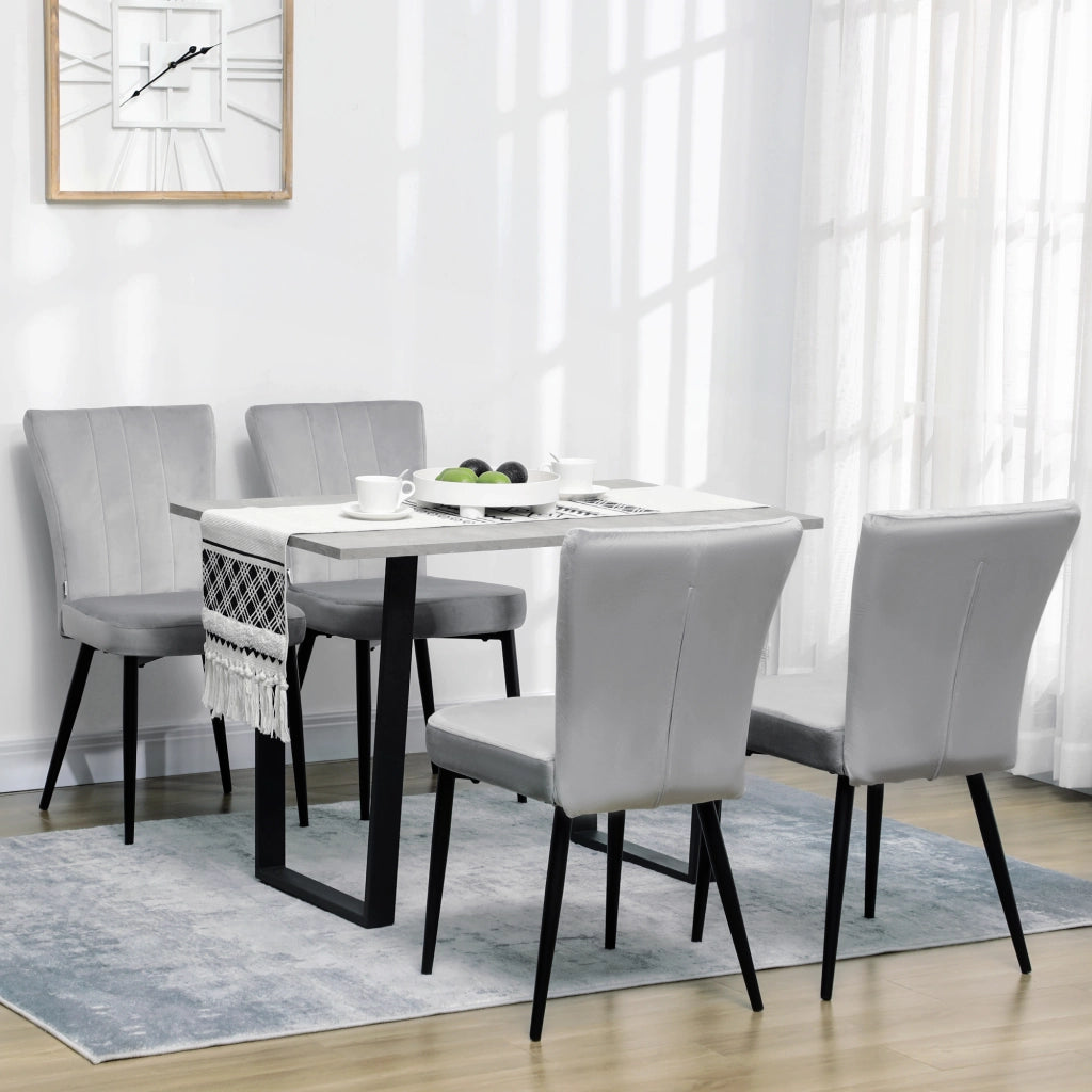 Set di 4 sedie da pranzo moderne grigie in poliestere con schienale alto e struttura stabile