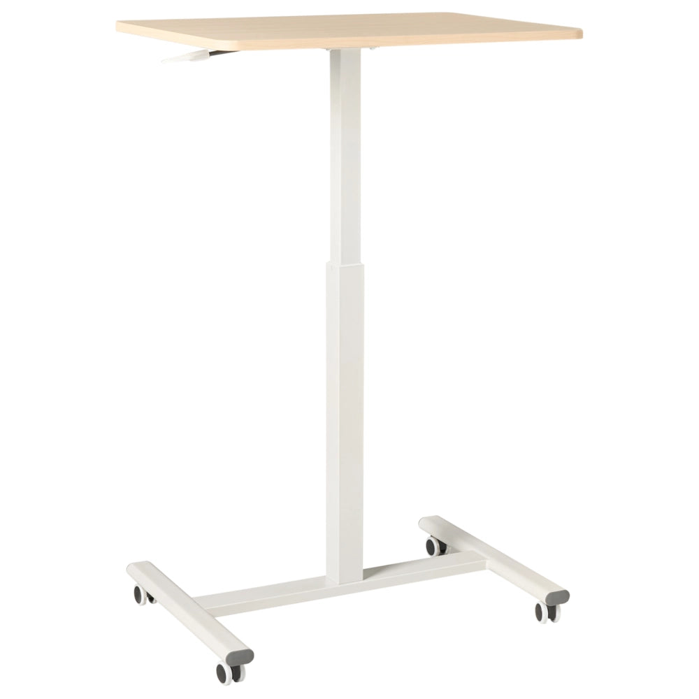 Scrivania mobile regolabile manualmente per laptop ufficio moderno 65 x 48 cm Struttura in acciaio marrone chiaro e bianco