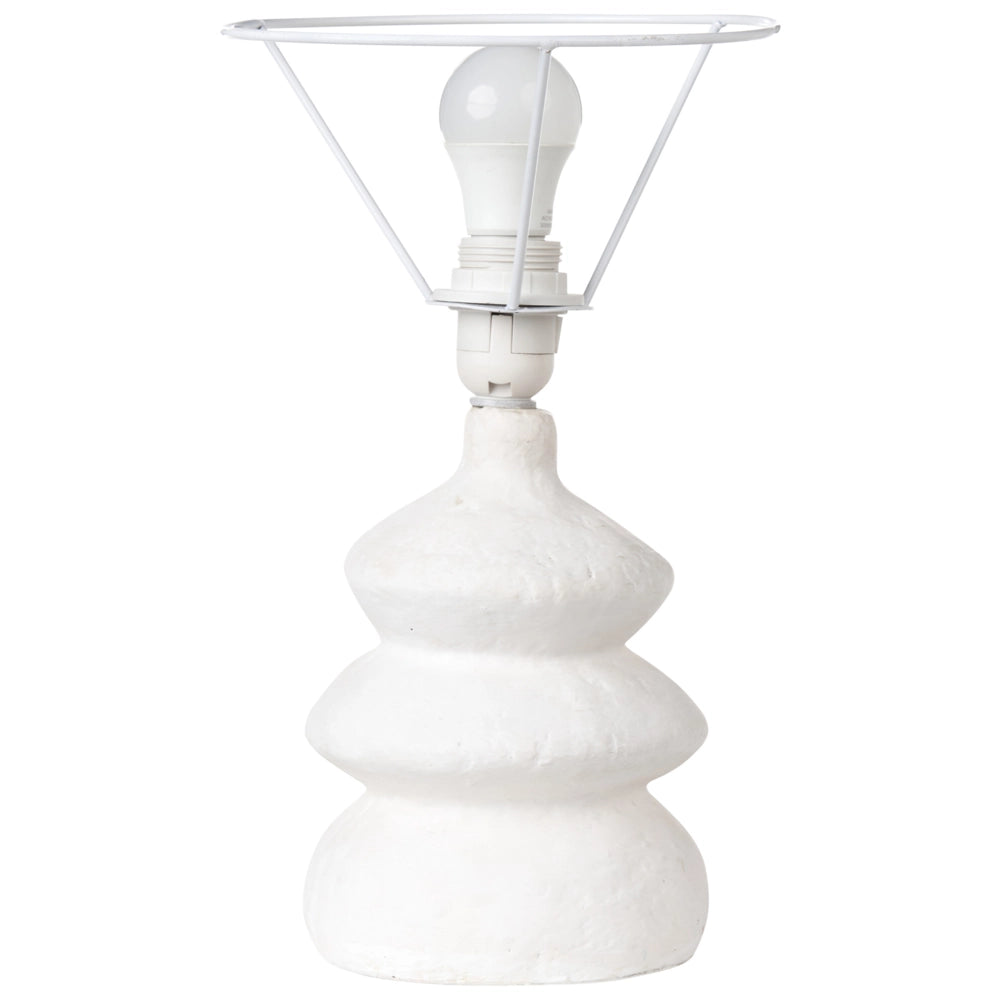 Lampada da tavolo in cartapesta argilla bianca Lampada da comodino artigianale