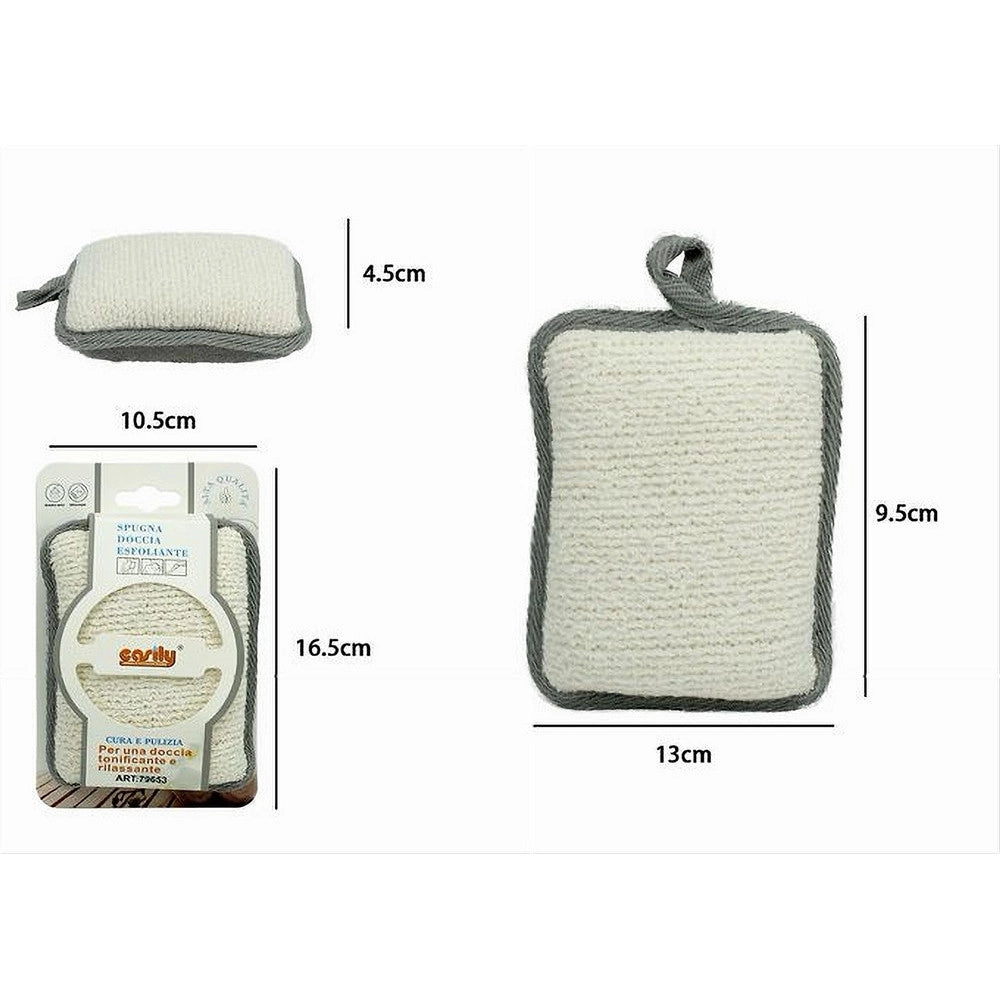 Trade Shop - Spugna Doccia Esfoliante Bagno Per Cura Corpo Bombata 13x9.5x4.5 Cm Grigio 79653 -