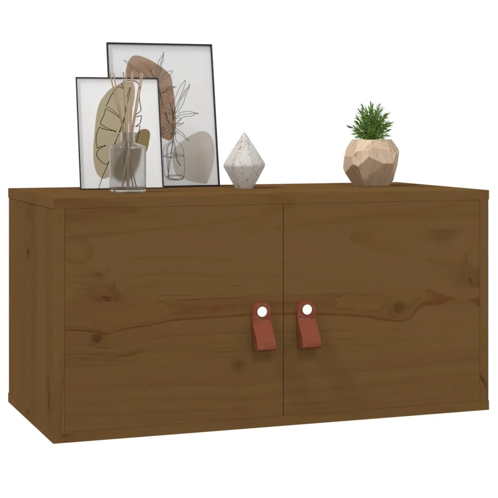Pensili 2 pz Marrone ambra 60x30x30cm in Legno Massello di Pino 818372