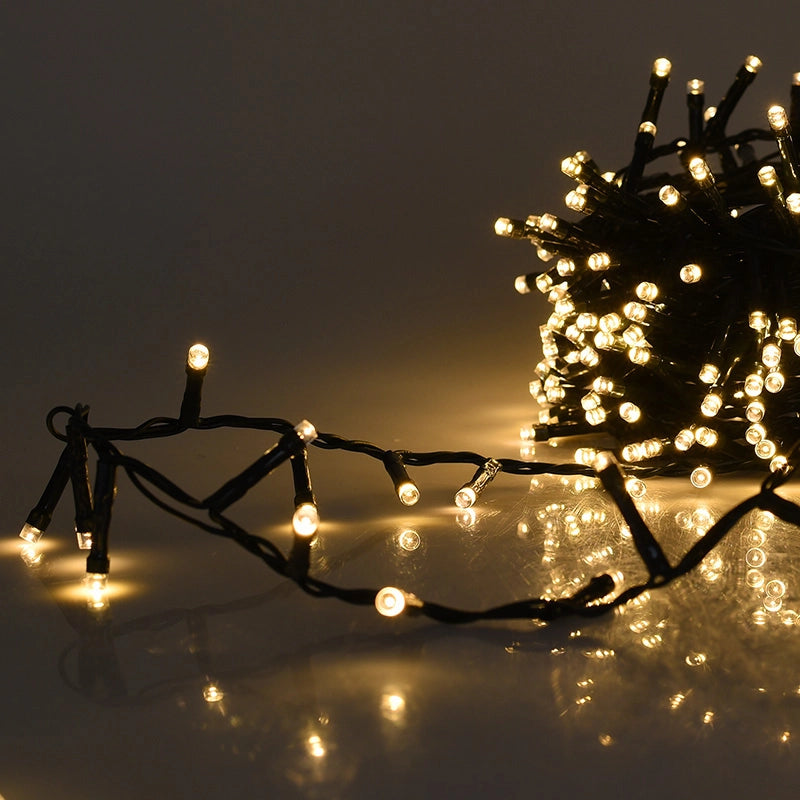 CATENA DI LUCI CLUSTER DA 1360 LED GIALLI CON CAVO 41 METRI VERDE E TRASFORMATORE 36V - PERFETTA PER EVENTI E FESTE