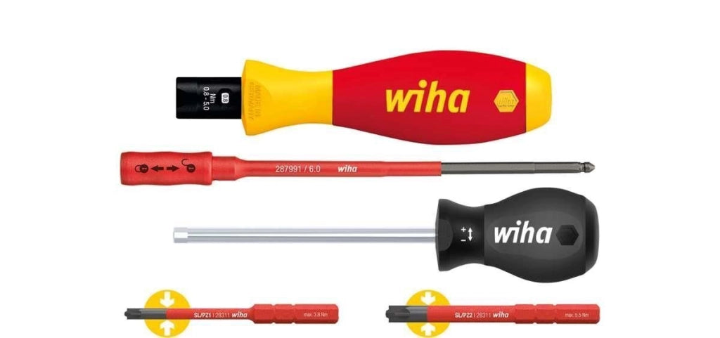 Wiha 38074 TorqueVario-S Cacciavite Dinamometrico Elettrico 0,8-5,0 Nm 5 pezzi con Isolamento VDE fino a 1000 V AC colore Nero