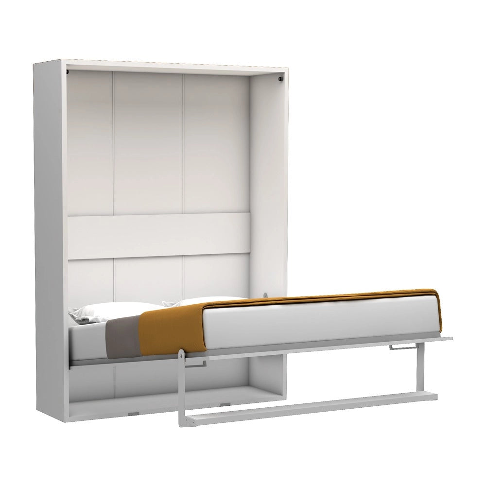 Letto matrimoniale a scomparsa Loft bianco 152x44x208H - rete in legno