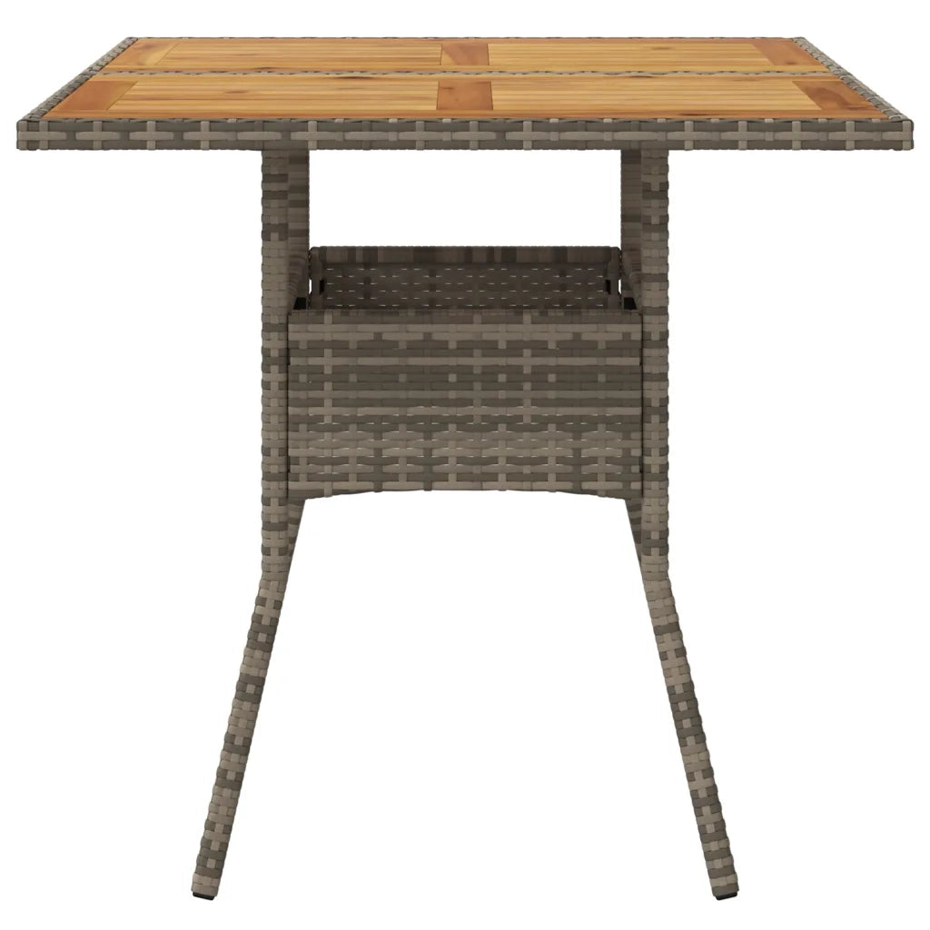Tavolo Giardino | Tavolino da esterno Piano Legno Acacia Grigio 80x80x75cm Polyrattan