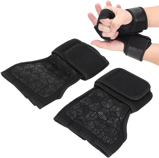 Manubrianti per sollevamento pesi con protezione antiscivolo per la mano, supporto per polso, aumento della presa sicura, resistente agli urti, progettati per comfort
