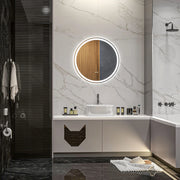 Specchio da bagno LED Ø 60 cm con touch, funzione memoria e antiappannamento, cornice in alluminio
