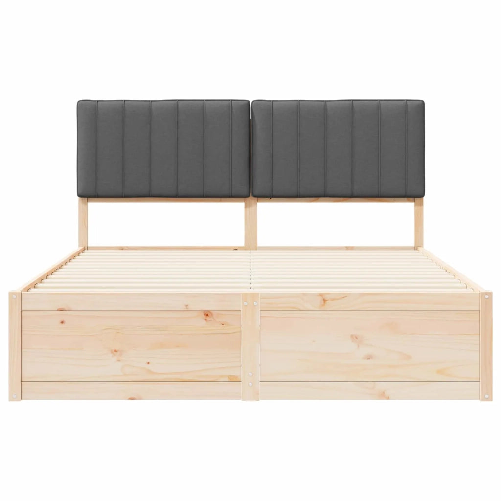 Letto con Testiera Rivestita Grigio scuro 160 x 200 cm