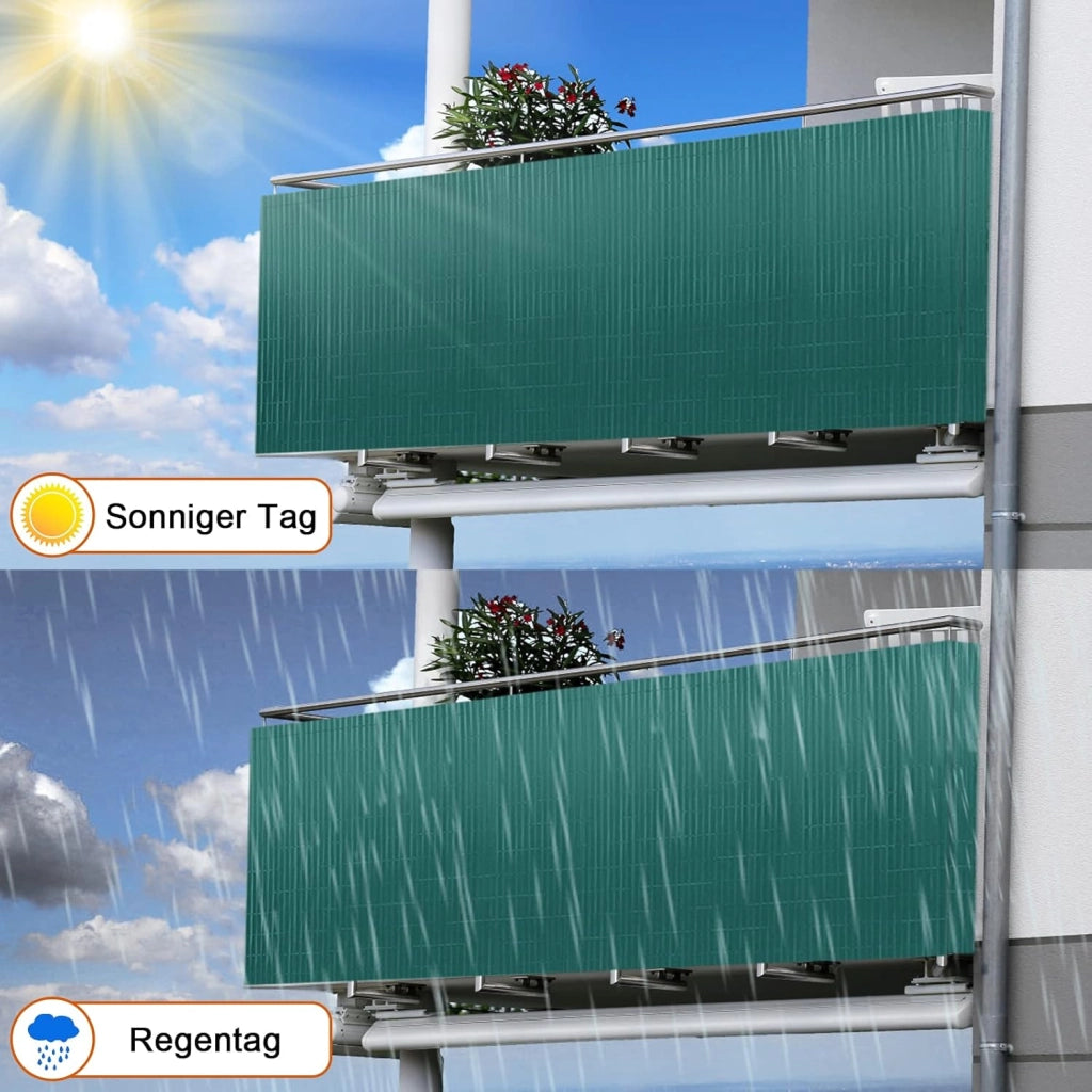 Canniccio PVC Recinzione 180x300cm Tappetino Privacy per Balcone con Fascette Recinzioni e Decorazioni Protezione dal Vento Impermeabile Senza Foratura, Verde