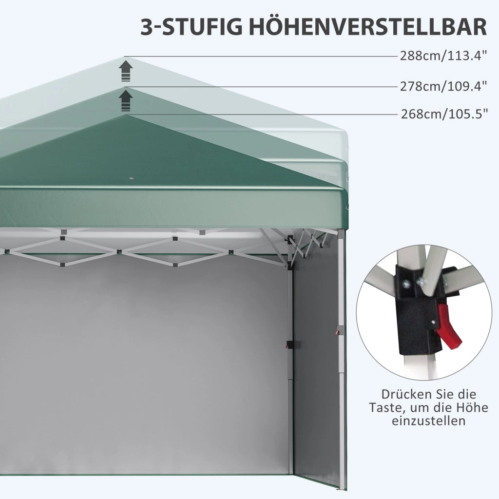 Gazebo pieghevole con 2 pareti ¨C zephmum ¨C verde 3x3m acciaio inox