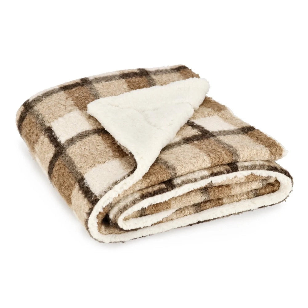Plaid Laurence a quadri marrrone cm 130x160