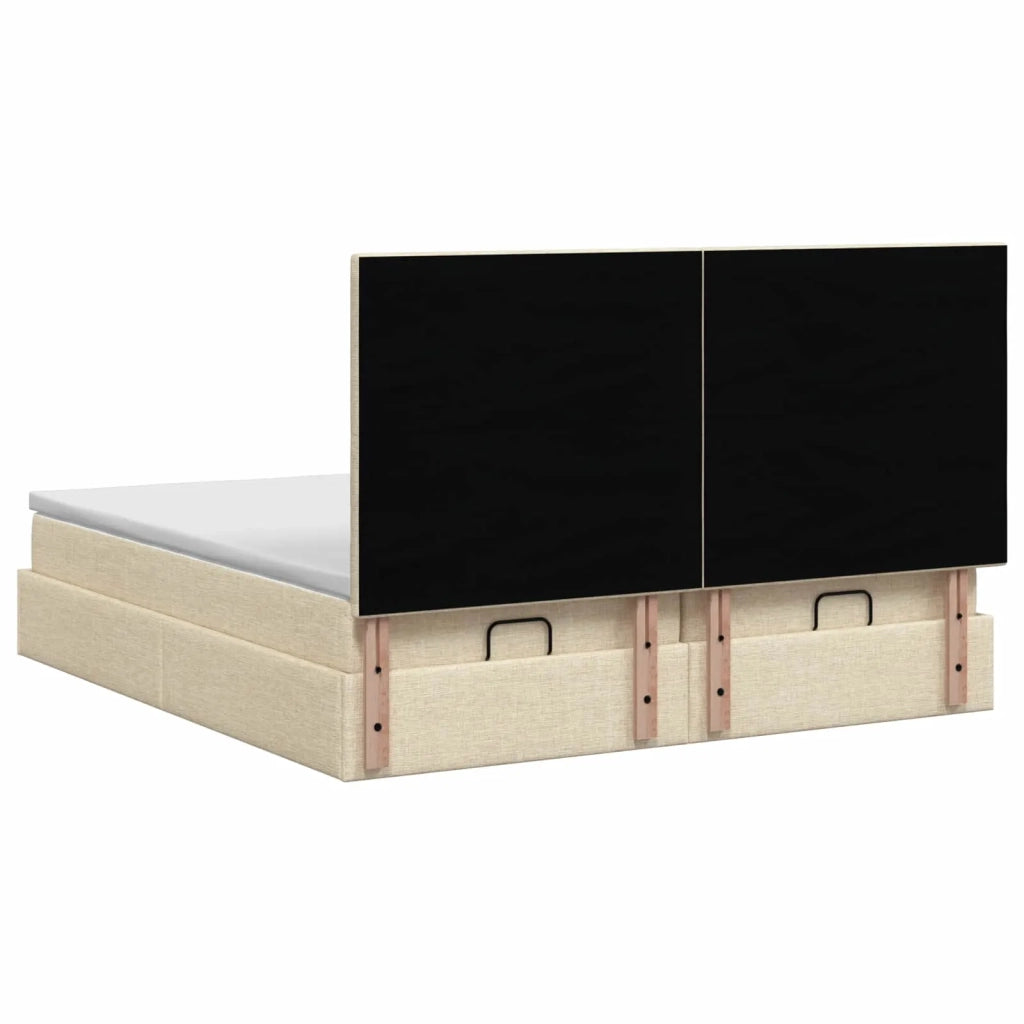 Letto Ottomano con Materasso e LED Crema 180 x 200 cm Tessuto 3458463