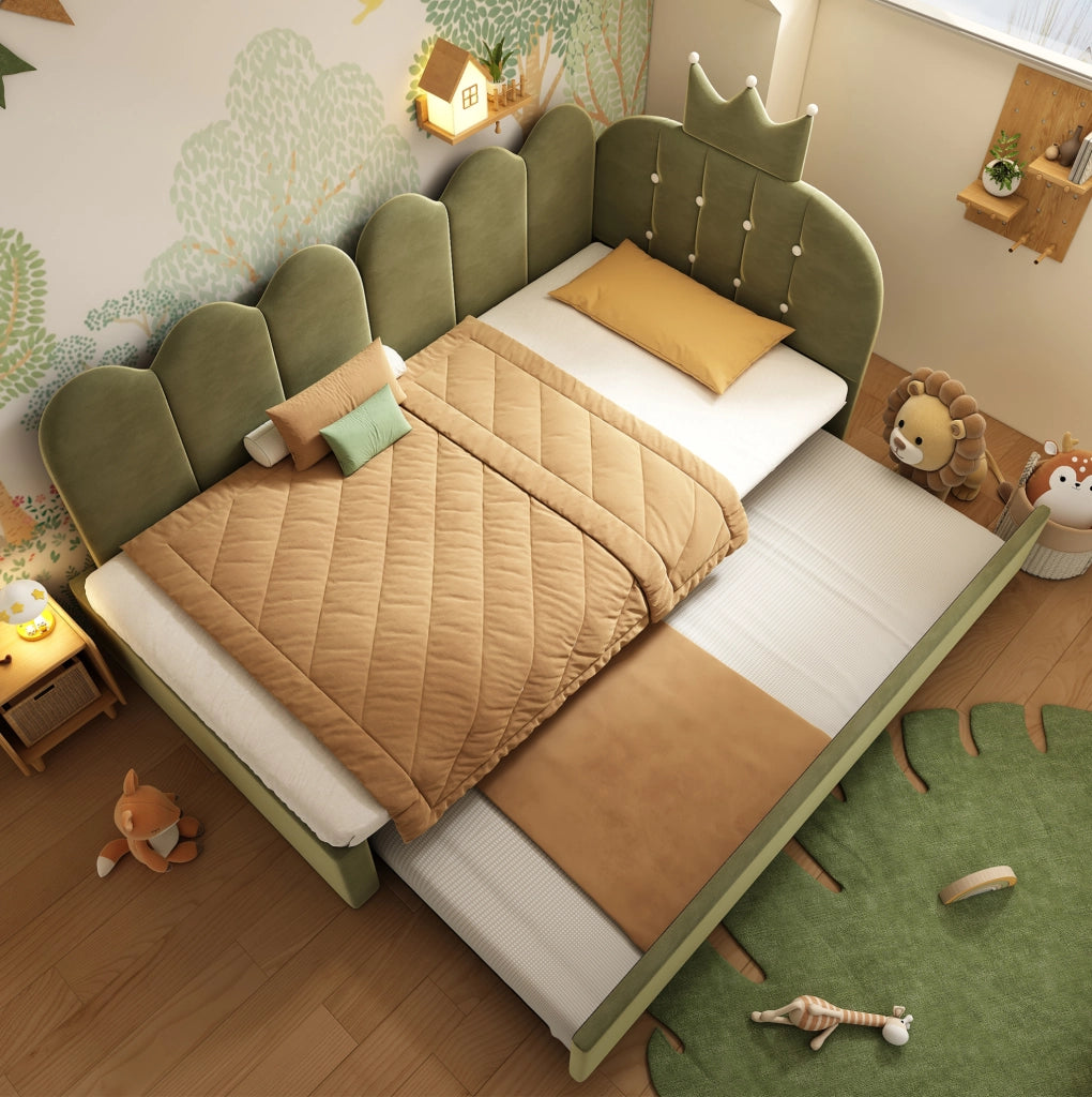 Letto estraibile 90x200 cm con secondo letto 90x190 cm; velluto verde