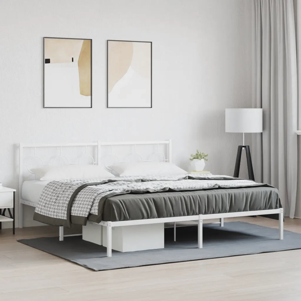 Giroletto con Testiera-Struttura Letto con testiera Metallo Bianco 183x213 cm 921101