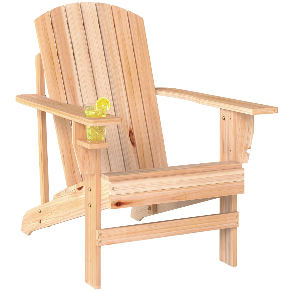 Poltrona da giardino Adirondack con portabicchieri ¨C zephmum ¨C legno massello 72x95x93 cm